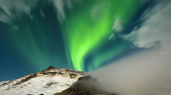 Northern lights in northern Iceland