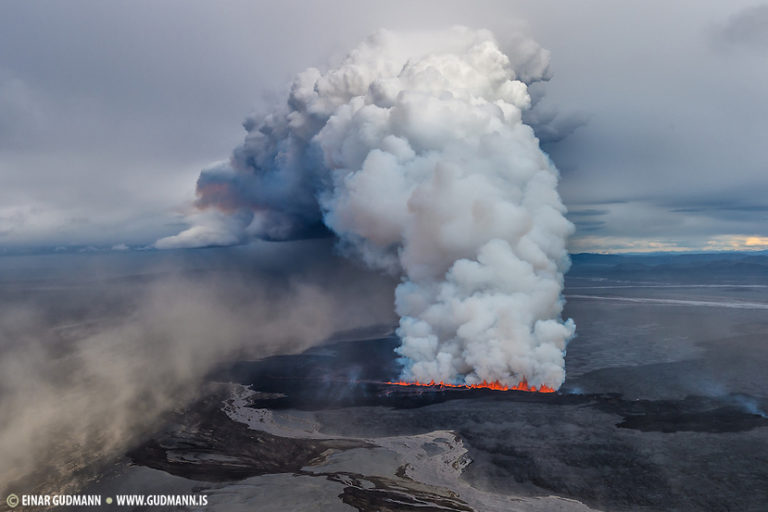 Volcanic eruption in Holuhraun in Iceland